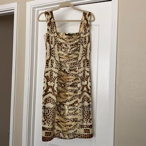 Roberto Cavalli gorgeous, satin, fitted, animal print dress It42 US 6